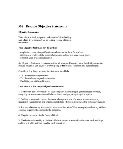 killer objective statements for resumes.